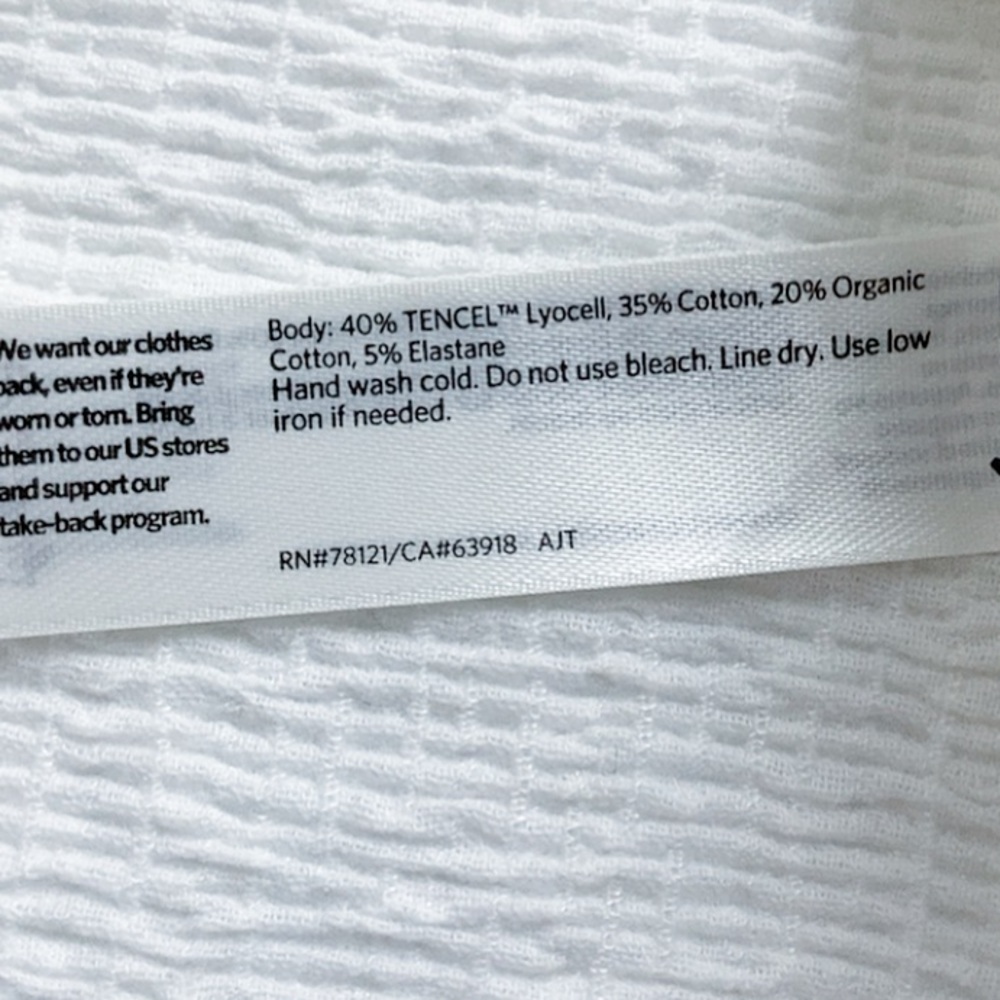 Like New Eileen Fisher White Tencel & Organic Cotton Honeycomb Box Top - Picture 8 of 8